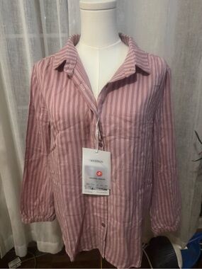 Striped Pink Button-Down Shirt with Classic Collar